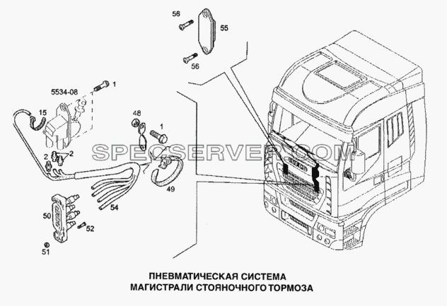Пневматическая система, магистрали стояночного тормоза для Stralis (список запасных частей)