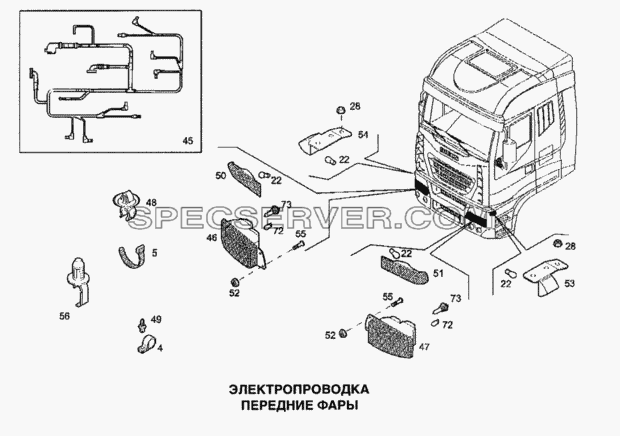 Электропроводка, передние фары для Stralis (список запасных частей)