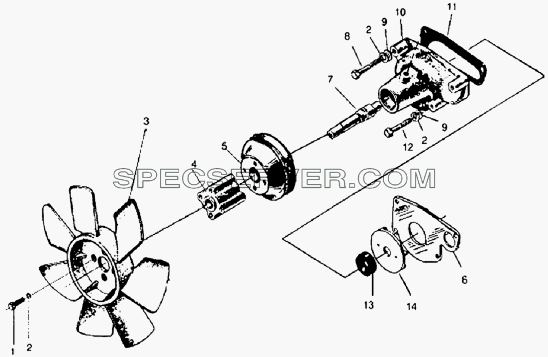 COOLINNG WATER PUMP FAN AND PULIEY для HFC 1020K-D126 (список запасных частей)