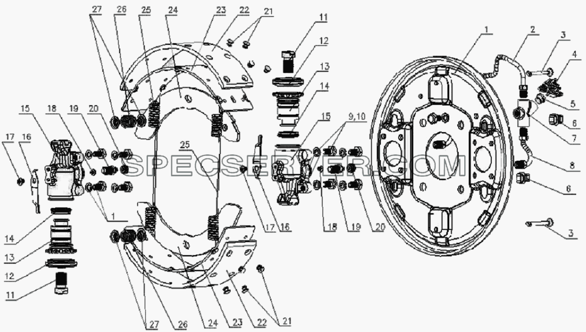 3501D120XZ Front brake assembly для HFC 1020K-D126 (список запасных частей)