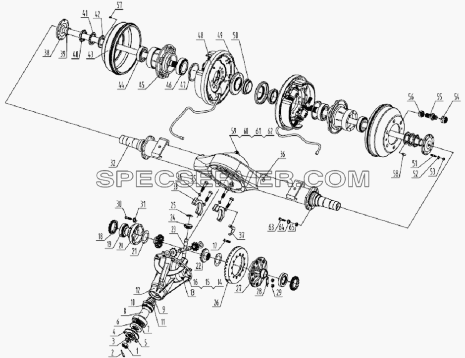 2400D120 Rear axle assembly для HFC 1020K-D126 (список запасных частей)