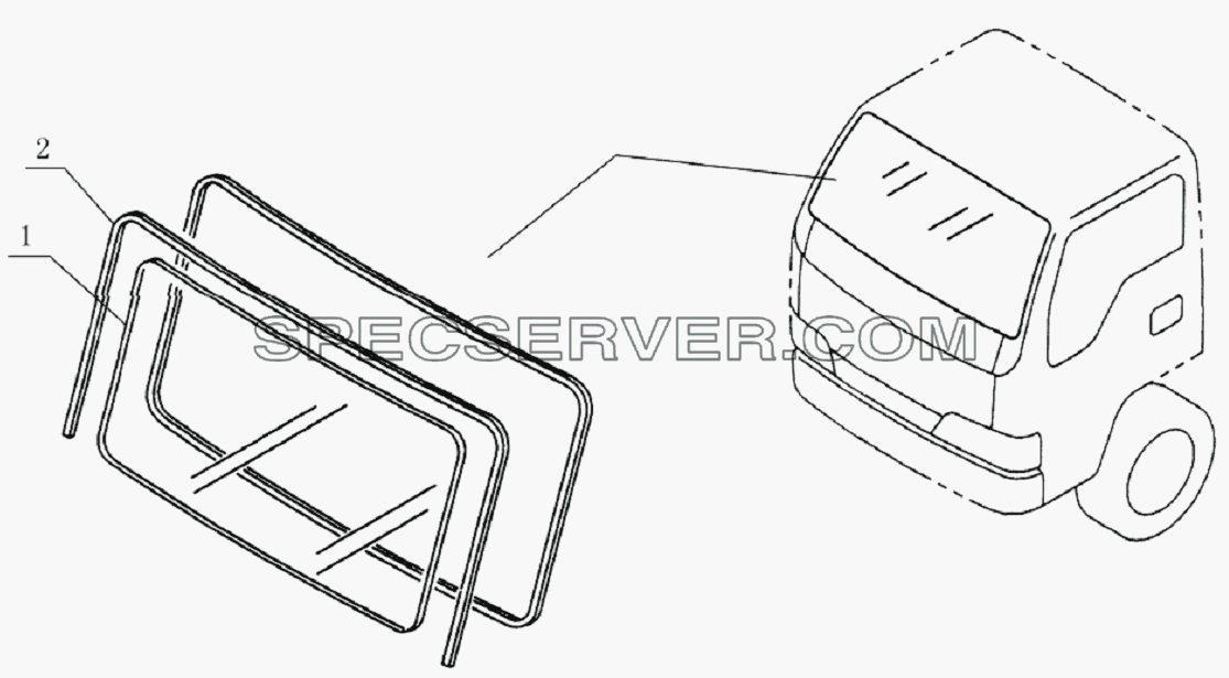 5206D4 Front windshield glass для HFC 1020K-D126 (список запасных частей)