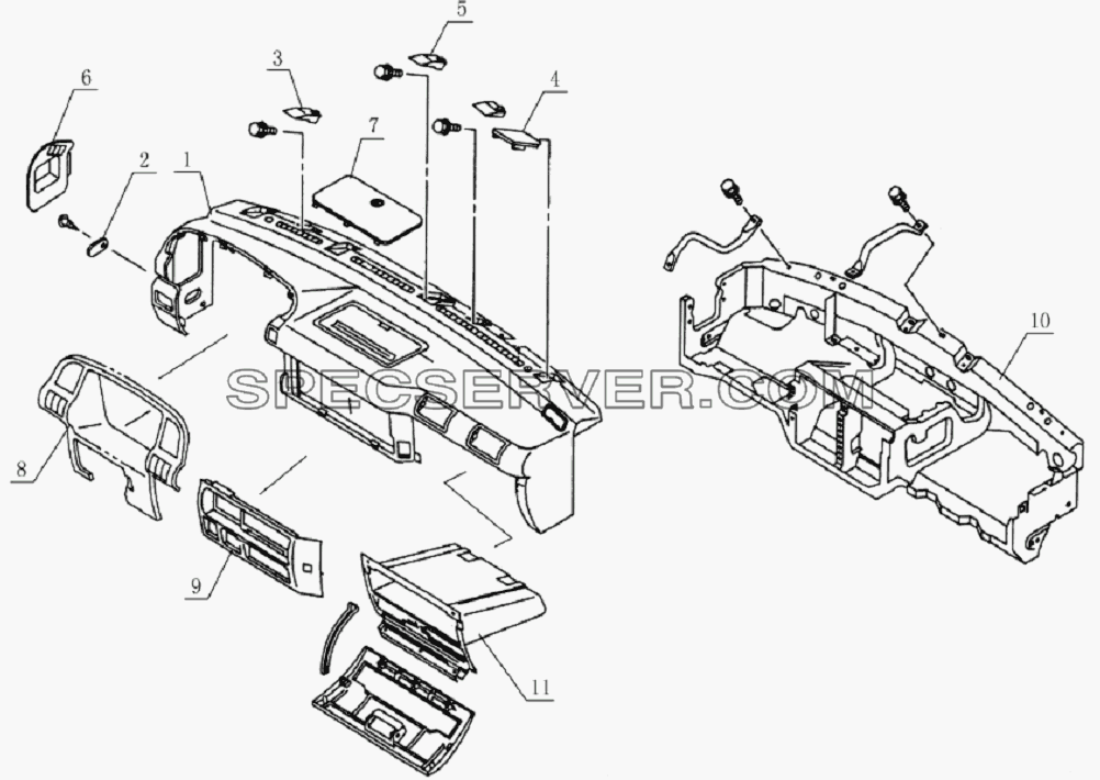5305D114 Instrument panel assembly для HFC 1020K-D126 (список запасных частей)