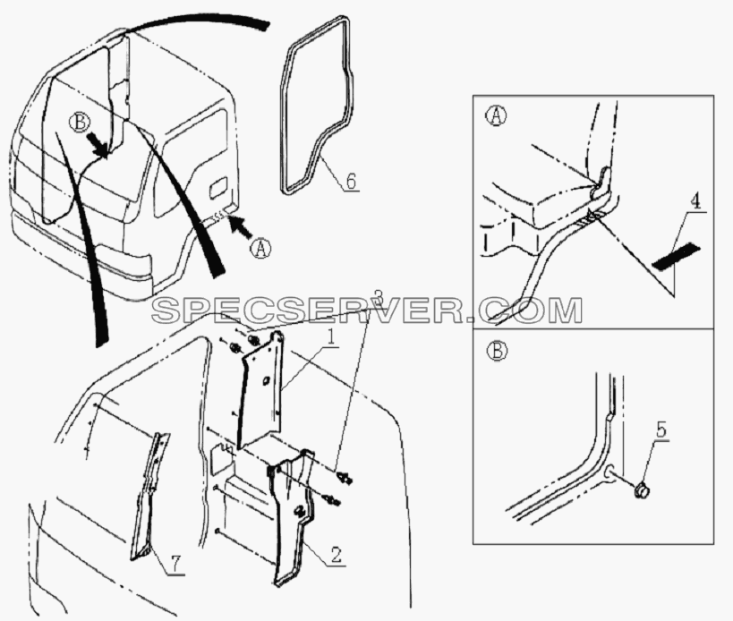 5402D4 Door pole-inner garnish board для HFC 1020K-D126 (список запасных частей)