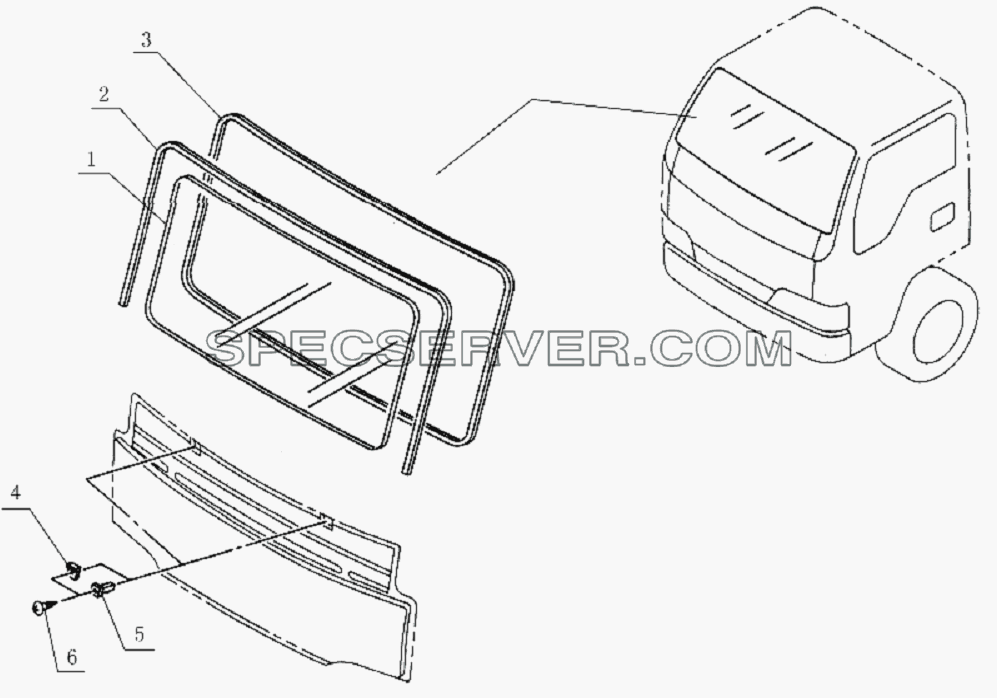 5206D0 Front windshield glass для HFC 1020K-D134 (список запасных частей)