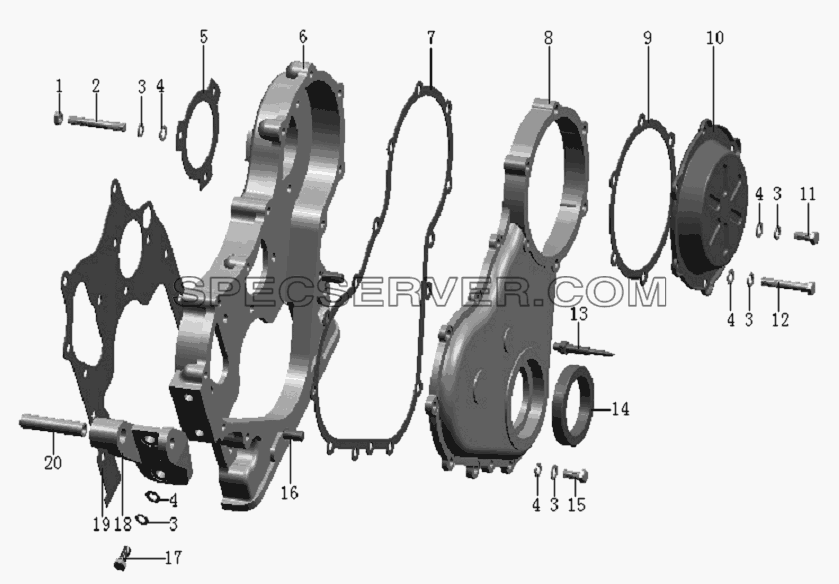 QC490Q(DI)-12000 Timing gear case assembly для HFC 1020K-D134 (список запасных частей)