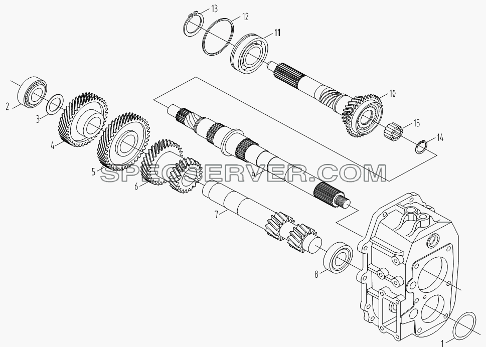 1st shaft and intermediate shaft assembly для HFC 1020K-D134 (список запасных частей)