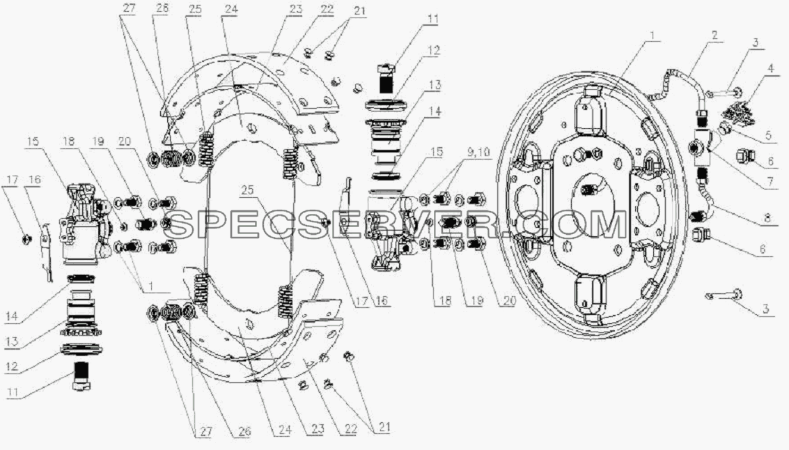 3501D120XZ Front brake assembly для HFC 1020K-D134 (список запасных частей)