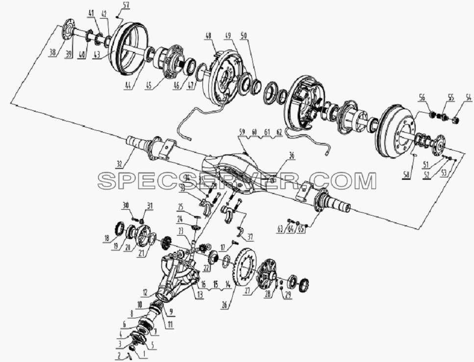 2400D120 Rear axle assembly для HFC 1020K-D134 (список запасных частей)