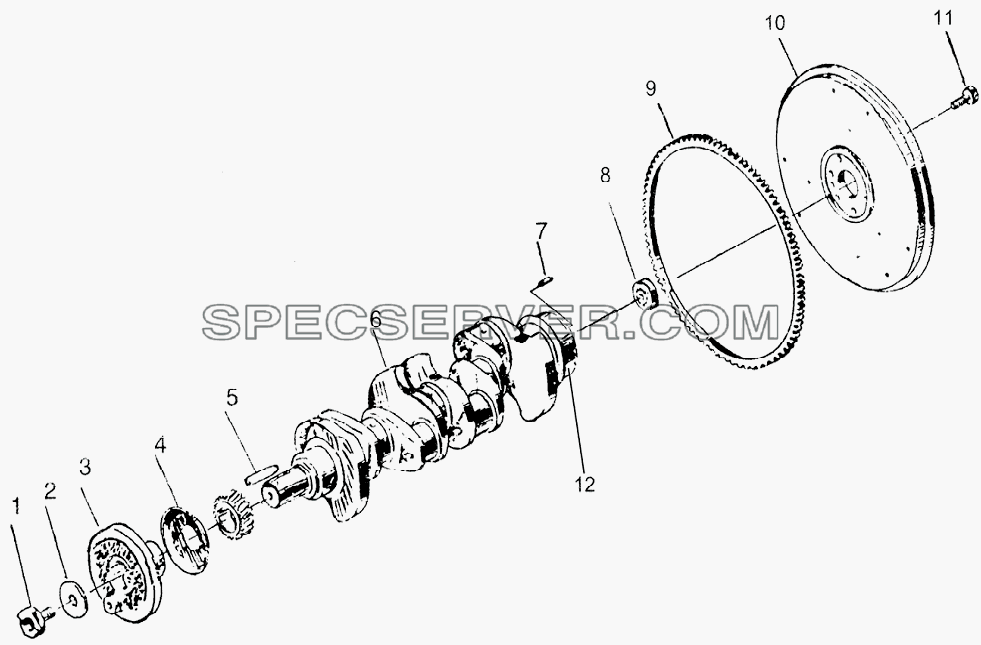 Crankshaft and flywheel для HFC 1020KR-D127 (список запасных частей)