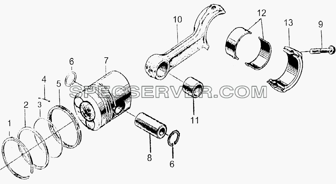 Pistona and connecting rod assembly для HFC 1020KR-D127 (список запасных частей)