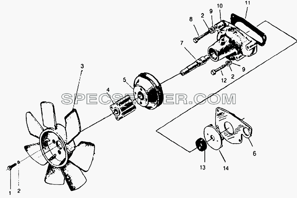 Cooling water pump fan puliey для HFC 1020KR-D127 (список запасных частей)
