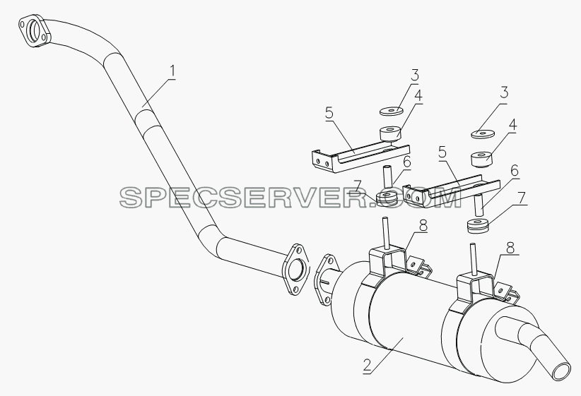 1200D4-hcG Exhaust system для HFC 1020KR-D127 (список запасных частей)