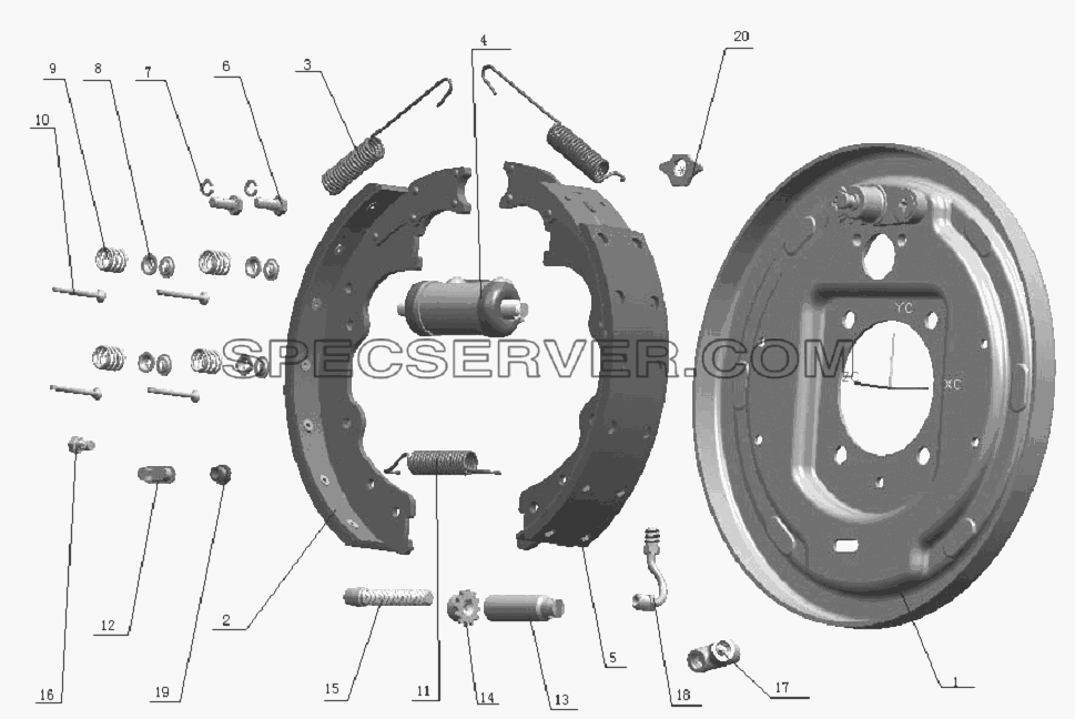 3501D4XZ Front brake для HFC 1020KR-D127 (список запасных частей)