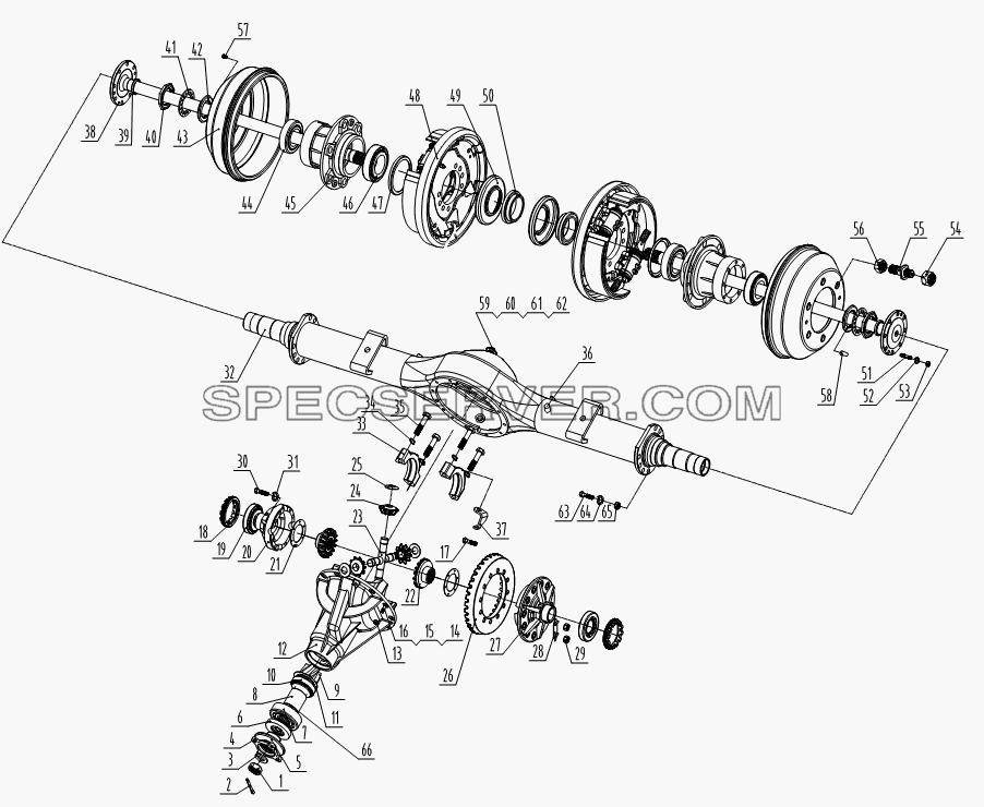 2400D4-sg0 Rear axle assembly для HFC 1020KR-D127 (список запасных частей)