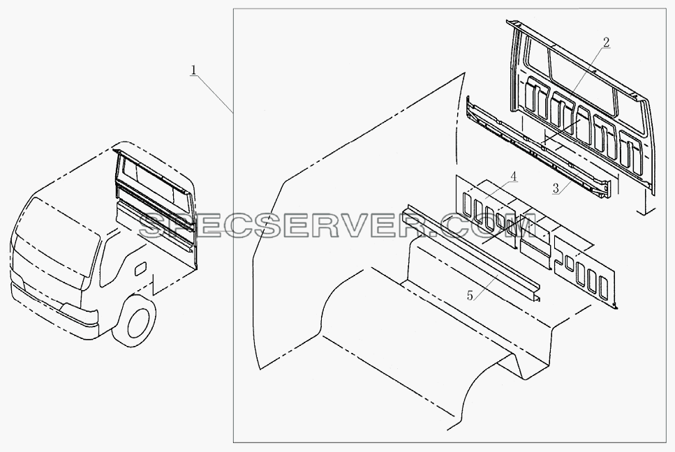 5600D501 Rear wall welding mounting для HFC 1020KR-D127 (список запасных частей)