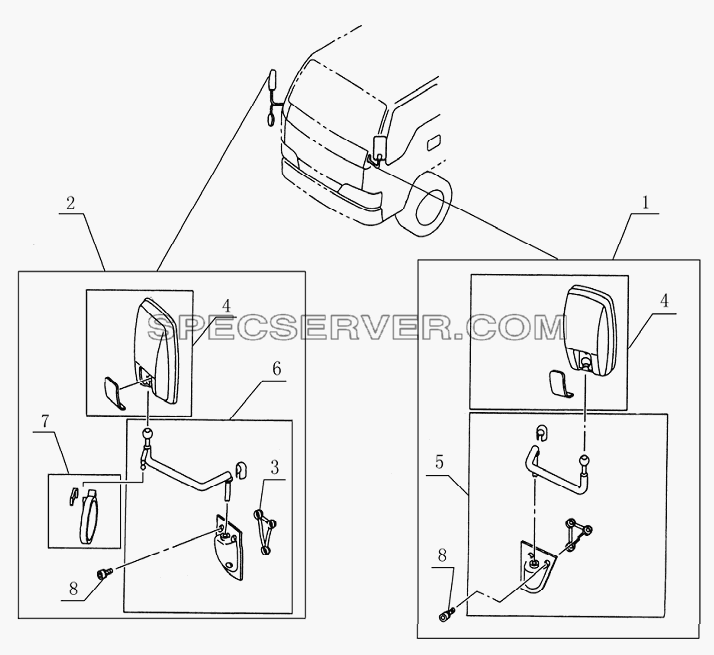 8202D0 Outer rear view mirror для HFC 1020KR-D127 (список запасных частей)
