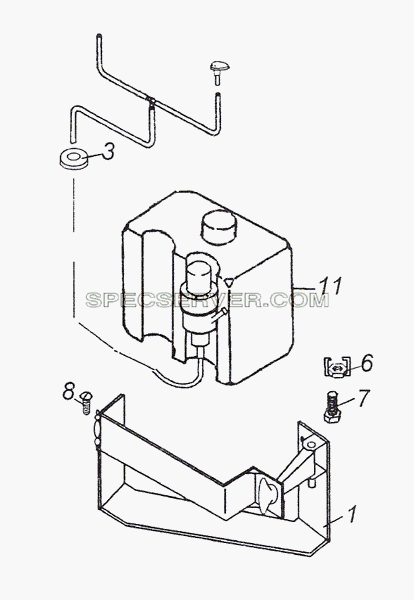 6520-5208004 Установка омывателя для КамАЗ-4308 (2008) (список запасных частей)
