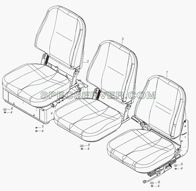 53205-5000120-11 Установка сидений для КамАЗ-4308 (2008) (список запасных частей)