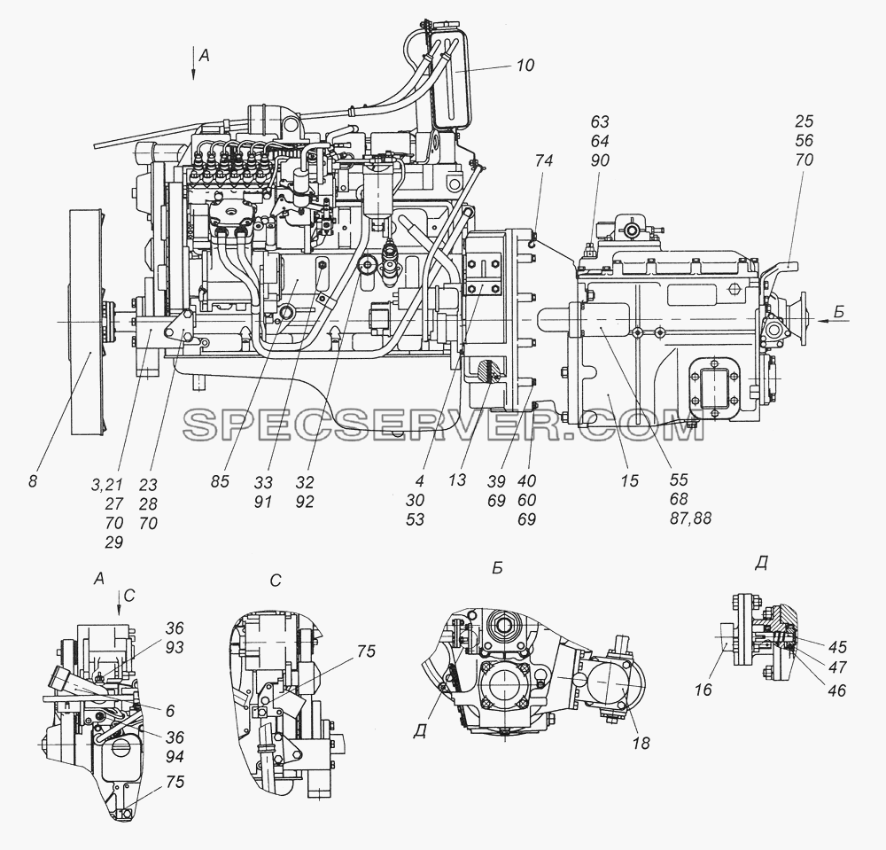 4308-1000250 Агрегат силовой, укомплектованный для установки на автомобиль для КамАЗ-4308 (2008) (список запасных частей)