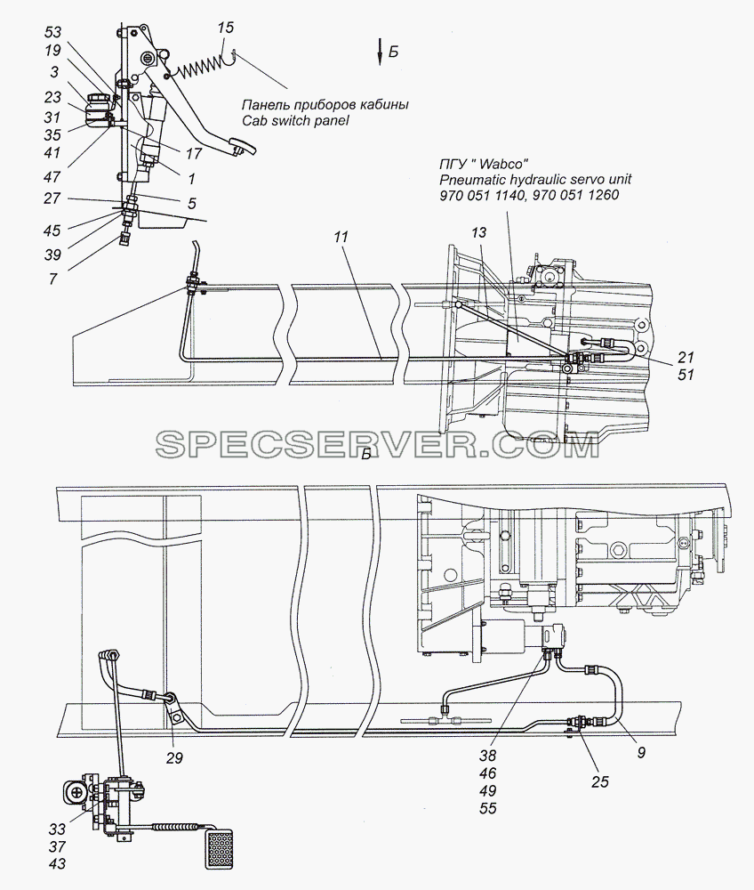 4308-1600006 Установка педали и привода выключения сцепления для КамАЗ-4308 (2008) (список запасных частей)