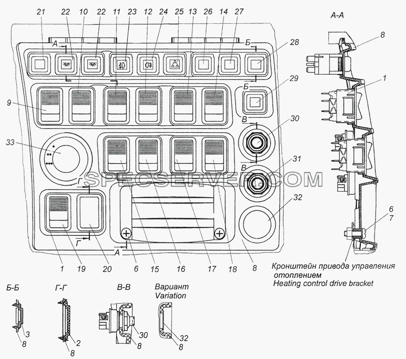 4308-3710001-40 Установка выключателей для КамАЗ-4308 (2008) (список запасных частей)