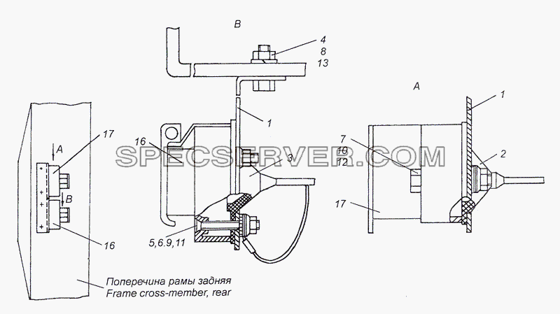 43114-3723003-70 Установка розеток прицепа для КамАЗ-4308 (2008) (список запасных частей)