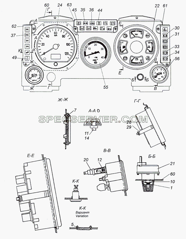 4308-3805010-30 Щиток приборов для КамАЗ-4308 (2008) (список запасных частей)