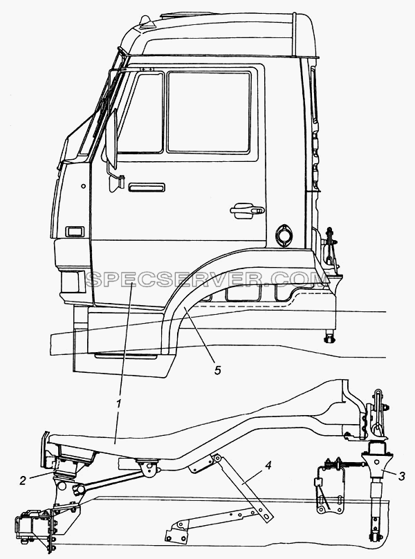 Установка кабины с оперением Э4308-5000006 для КамАЗ-4308 (список запасных частей)