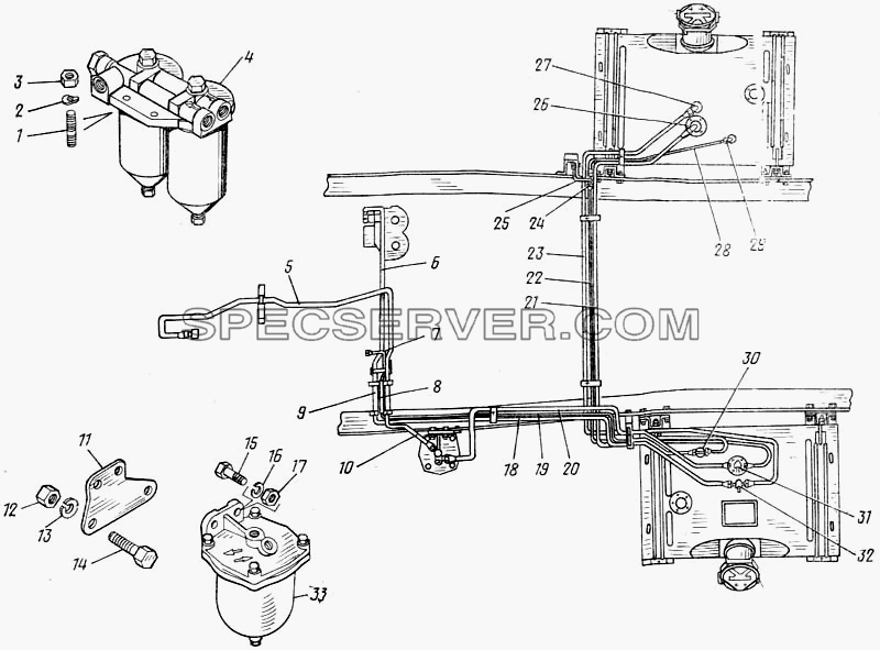 Трубопроводы топливные для КамАЗ-43101 (список запасных частей)