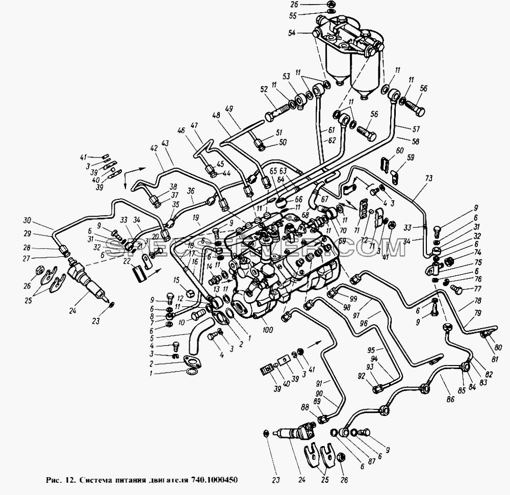 Система питания двигателя для КамАЗ-4310 (список запасных частей)