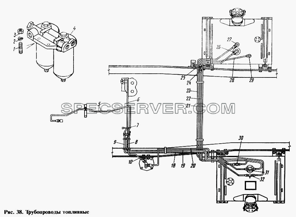 Трубопроводы топливные для КамАЗ-4310 (список запасных частей)