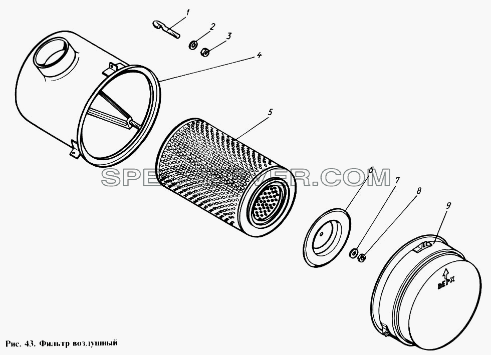 Фильтр воздушный для КамАЗ-4310 (список запасных частей)