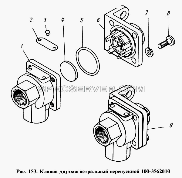 Клапан двухмагистральный перепускной для КамАЗ-4310 (список запасных частей)