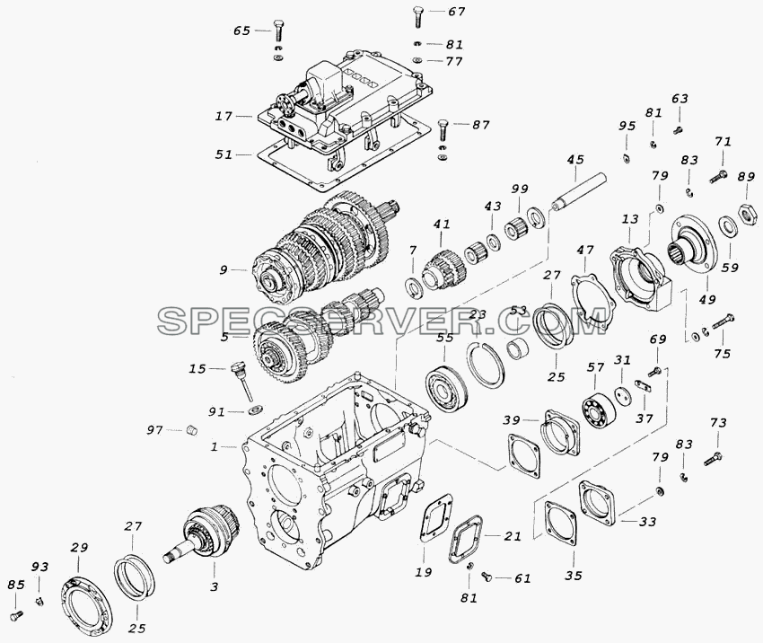 Коробка передач для КамАЗ-43118 (список запасных частей)