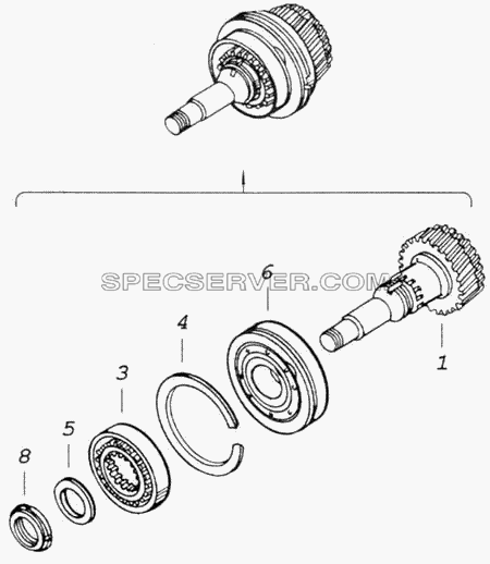 Вал первичный коробки передач для КамАЗ-43118 (список запасных частей)