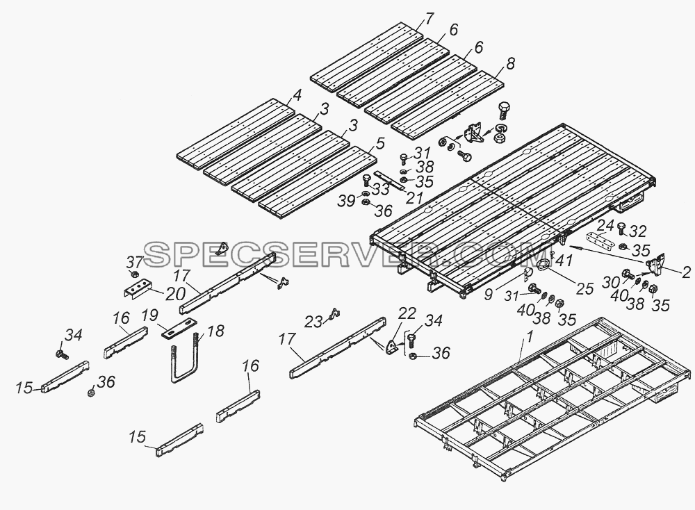 4310-8501010 Основание платформы для КамАЗ-43261 (Евро-1, 2) (список запасных частей)