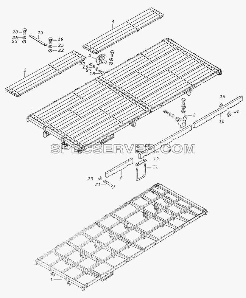 43118-8501010-31 Основание платформы для КамАЗ-43261 (Евро-1, 2) (список запасных частей)