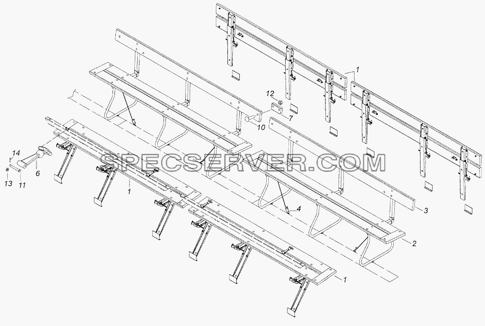 43501-8506008-81 Установка скамеек для КамАЗ-43261 (Евро-1, 2) (список запасных частей)