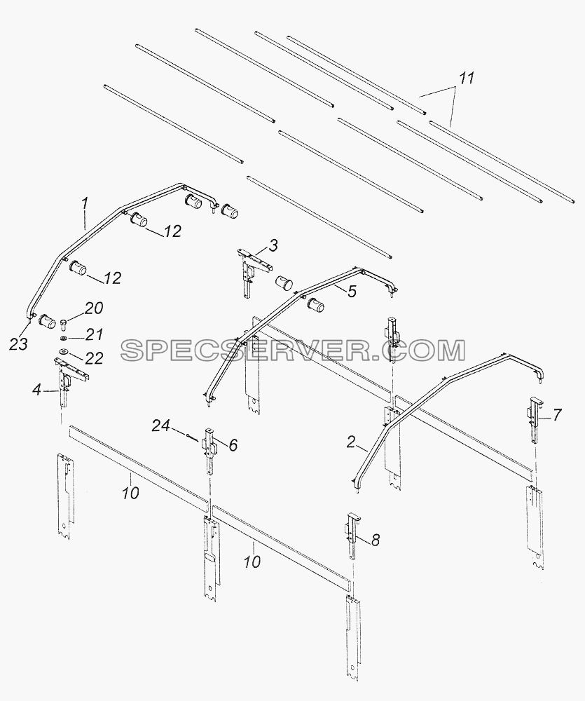 43501-8508008-81 Каркас тента для КамАЗ-43261 (Евро-1, 2) (список запасных частей)