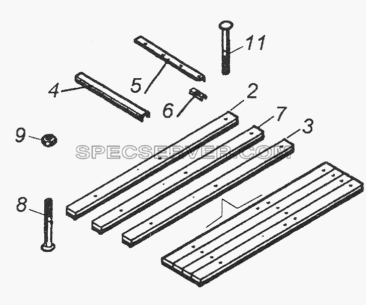 4310-8522030 Щит №1 Настила пола для КамАЗ-43261 (Евро-1, 2) (список запасных частей)