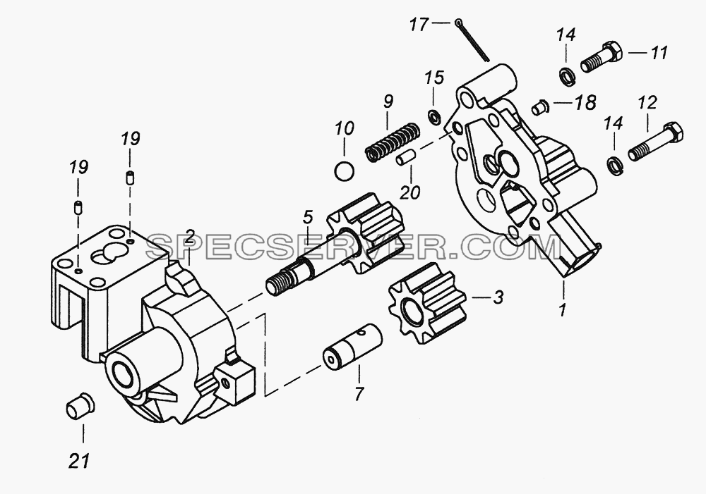 740.11-1011014-02 Насос масляный для КамАЗ-43261 (Евро-1, 2) (список запасных частей)