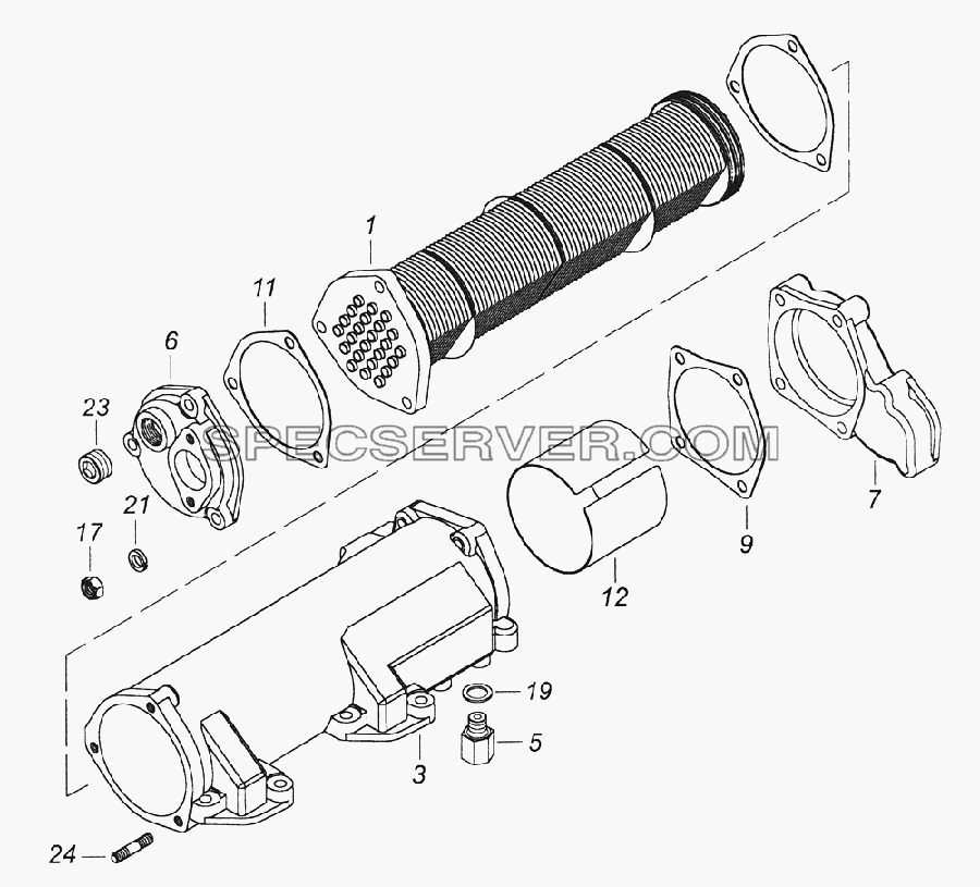 740.20-1013200-10 Теплообменник масляный для КамАЗ-43261 (Евро-1, 2) (список запасных частей)