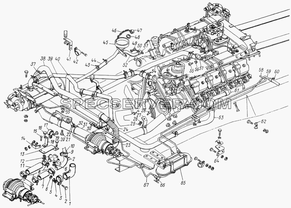Установка предпускового подогревателя ПЖД-30 для КамАЗ-4326 (списка 2003г) (список запасных частей)