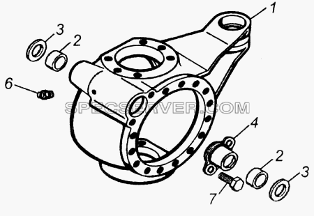 Корпус поворотного кулака левый для КамАЗ-4326 (списка 2003г) (список запасных частей)