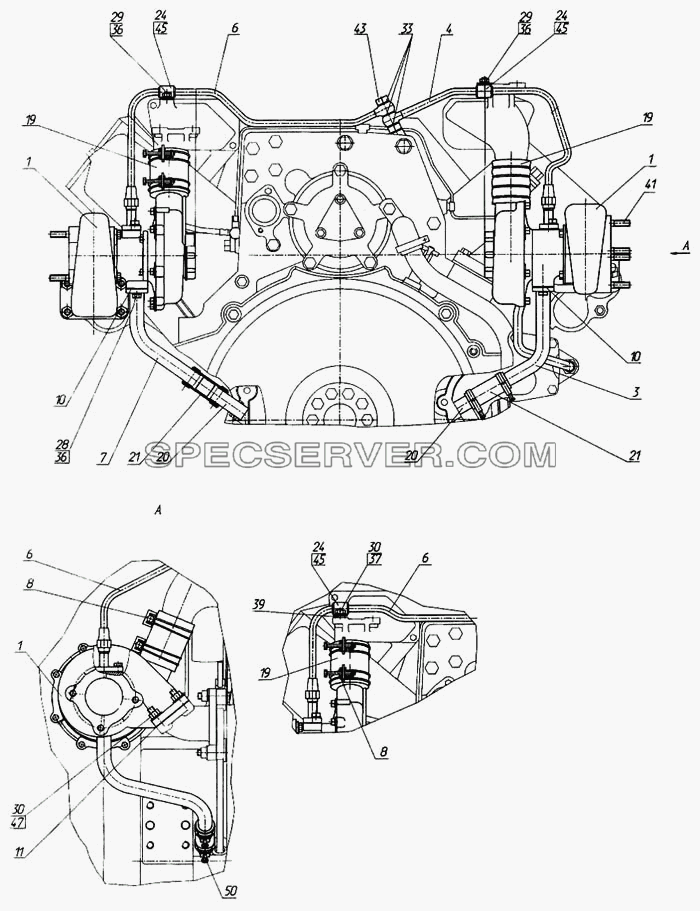 Установка турбокомпрессора ТКР-7Н-1 для КамАЗ-4326 (список запасных частей)