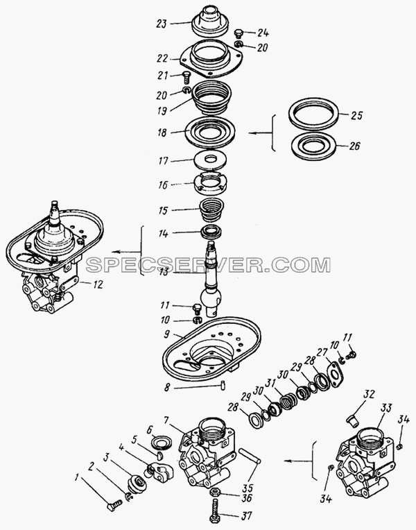 Опора рычага переключения передач для КамАЗ-4326 (список запасных частей)