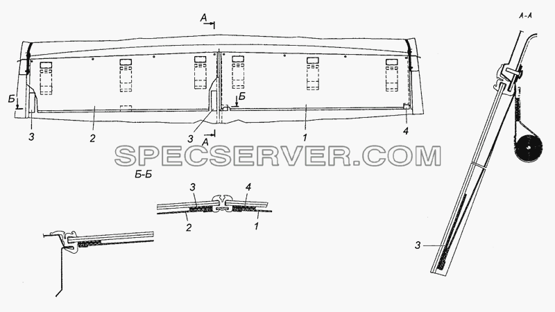 43114-8205304 Установка штор светозащитных ветрового окна для КамАЗ-43501 (4х4) (список запасных частей)
