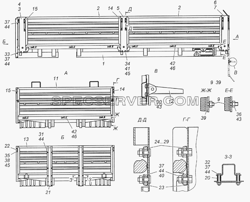 5350-8500010-75 Платформа в сборе для КамАЗ-4350 (4х4) (список запасных частей)