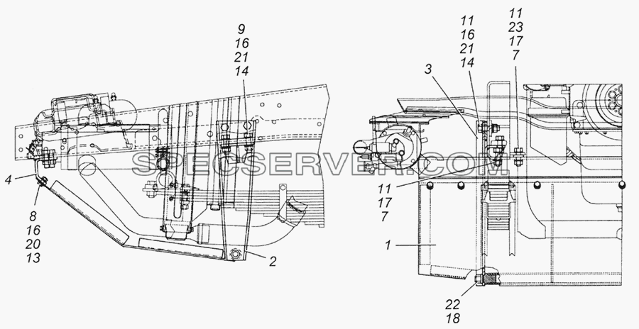 6350-1301500 Установка кожуха защитного радиатора для КамАЗ-4350 (4х4) (список запасных частей)
